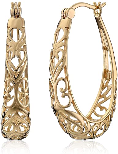 Sterling Silver Filigree Hoop Earrings